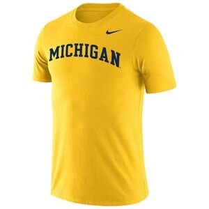 Nike Michigan Wolverines Dri-FIT T-Shirt Mens Large Yellow Athletic Cut Tee